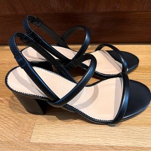 J Crew black two strap heels (never worn, brand new)